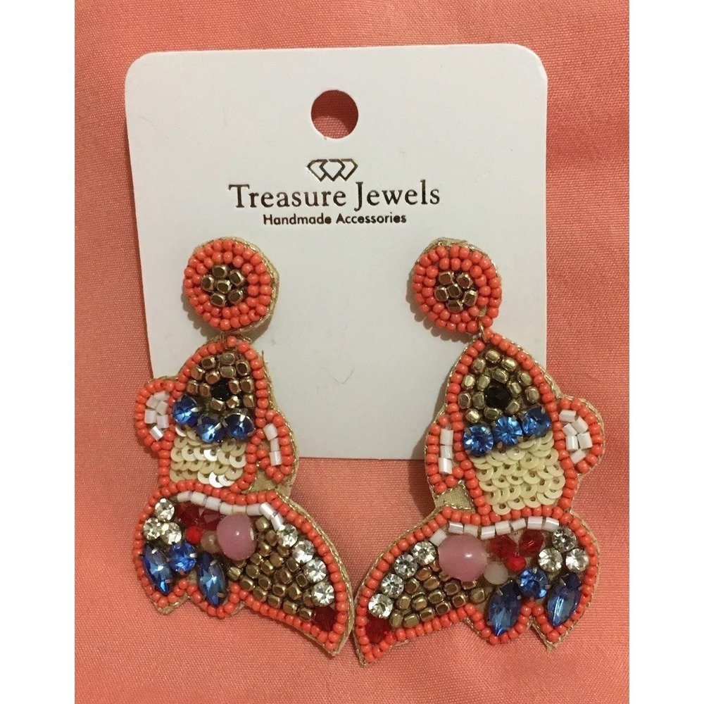 NWT Treasure Jewels Beaded Koi Fish Hand Made Earrings